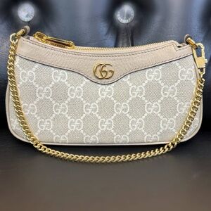 Gucci Ophidia mini bag in beige and white GG Supreme Leather & Canva handbag